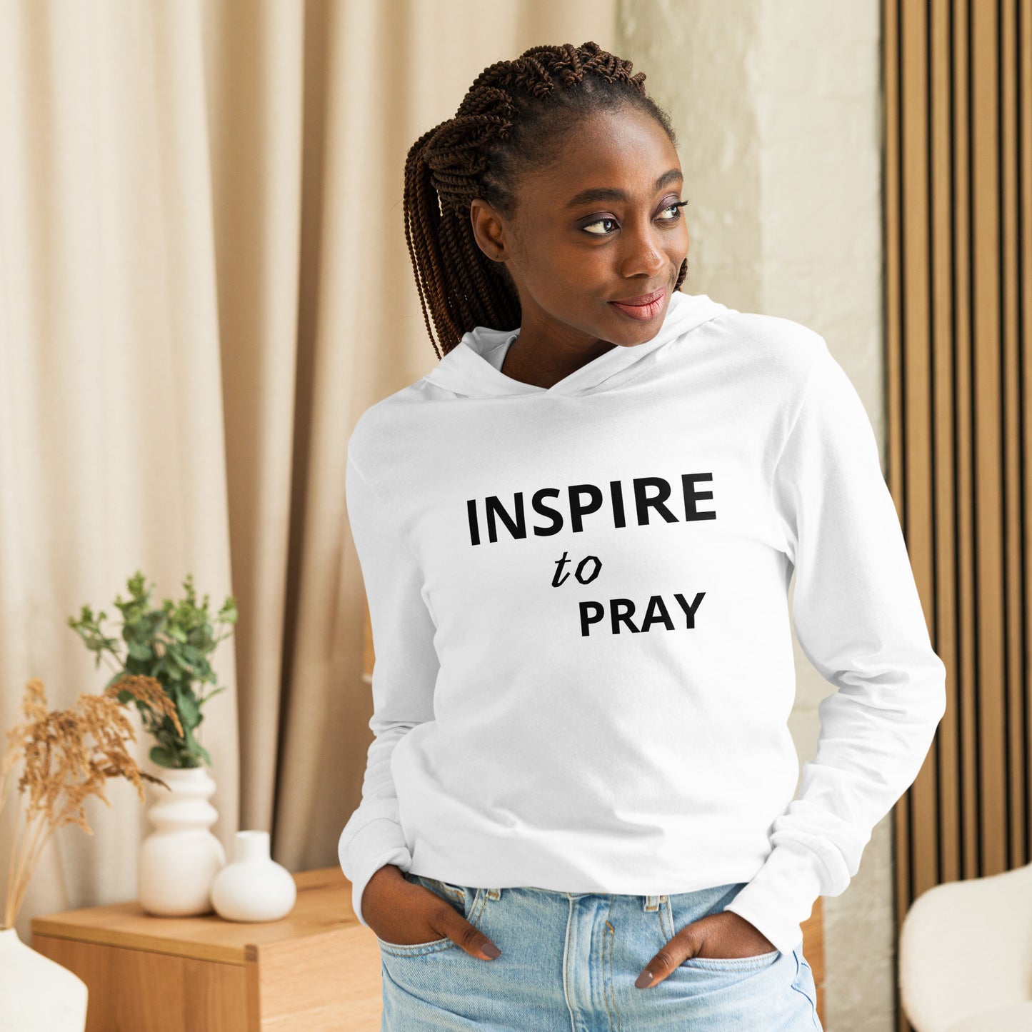 INSPIRE to PRAY hooded long- sleeve tee