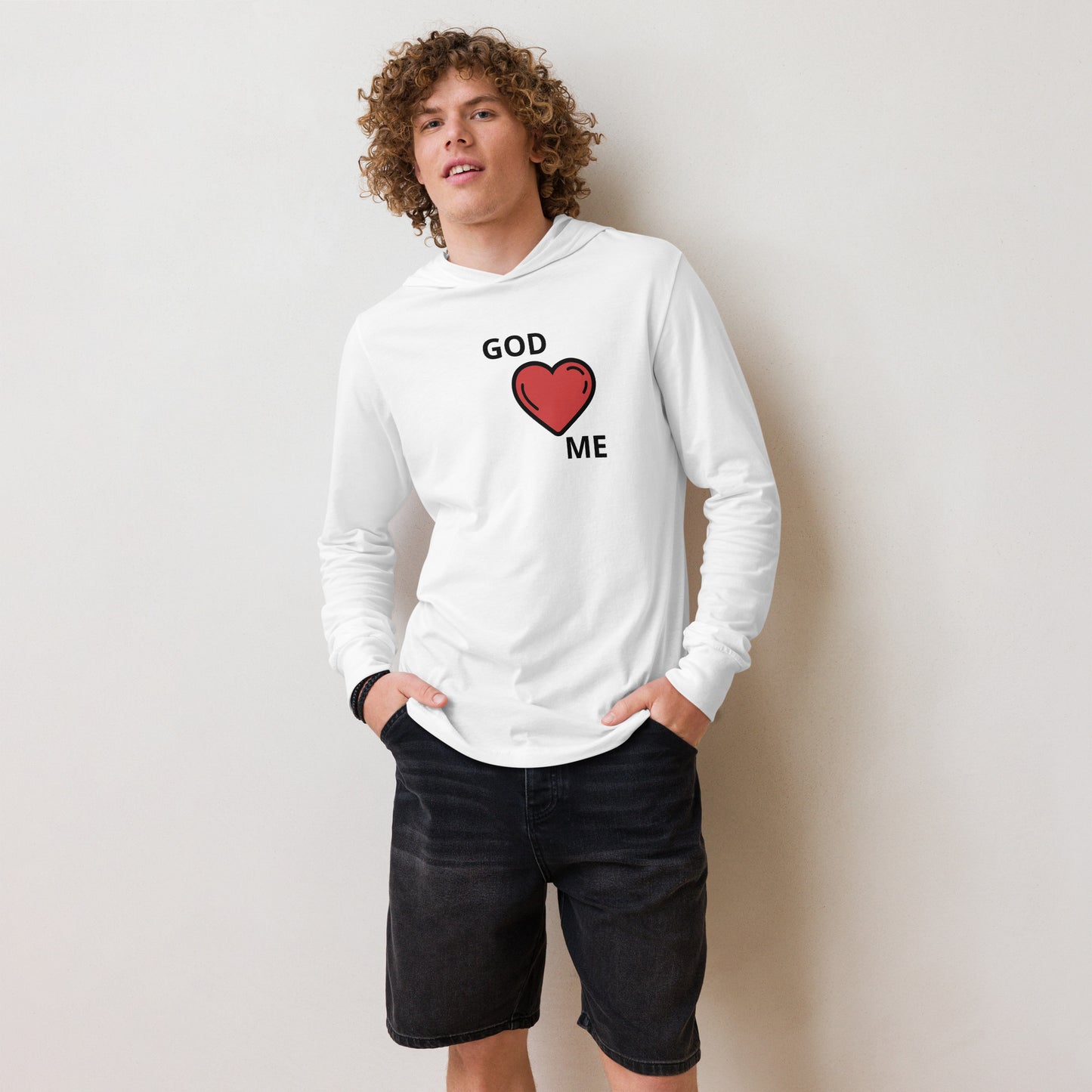 GOD LOVES ME (HEART) hooded long-sleeve tee