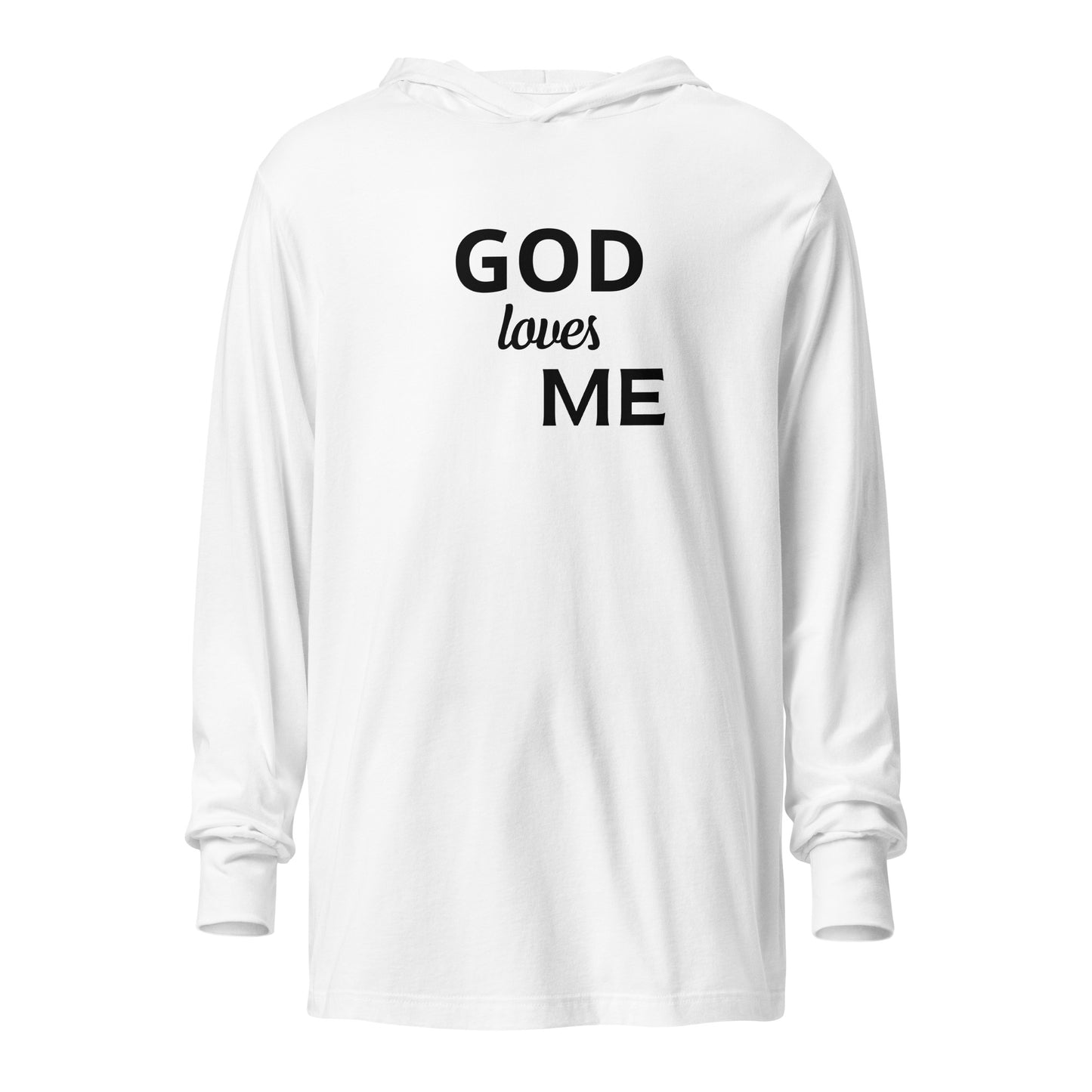 GOD LOVES ME hooded long-sleeve tee